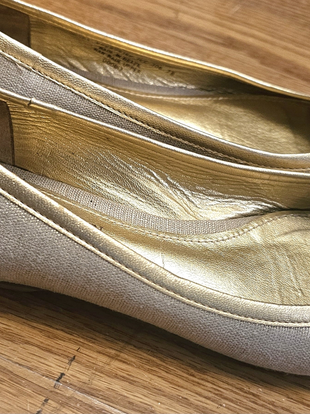 Ralph Lauren Gold Canvas Cap-Toe Ballet Flats Women's Size 7 - Picture 4 of 8